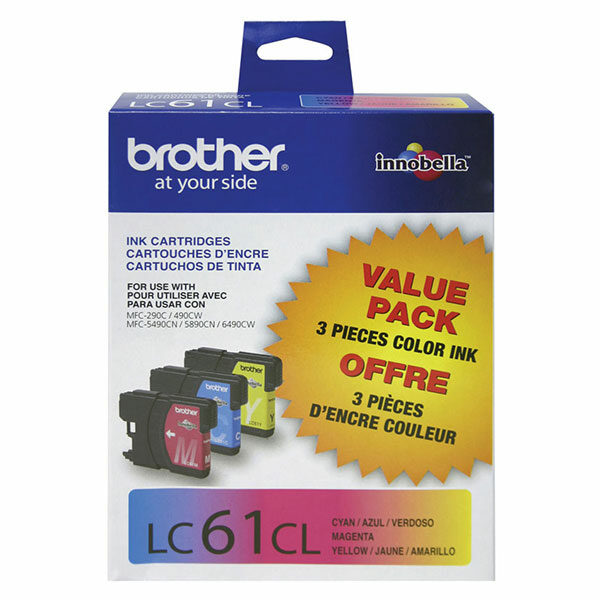 Brother C/M/Y Ink Cartridge Combo Pack (Includes 1 Each of OEM# LC61C LC61M LC61Y) (3 x 325 Yield)