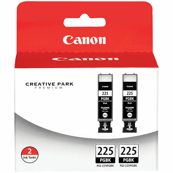 Canon (PGI-225BK) Pigment Black Ink Tank Twin Pack (2 Pack of OEM# 4530B001)