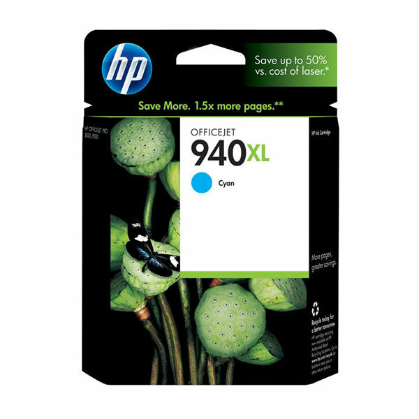 HP 940XL (C4907AN) High Yield Cyan Original Ink Cartridge (1400 Yield)