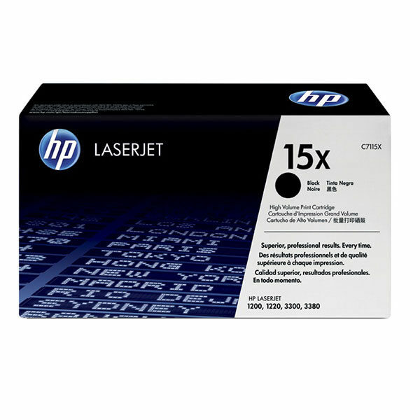 HP 15X (C7115X) Black Original LaserJet Toner Cartridge (3500 Yield)