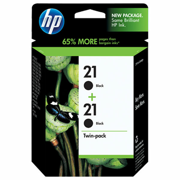 HP 21 (C9508FN) 2-Pack Black Original Ink Cartridges (380 Yield)