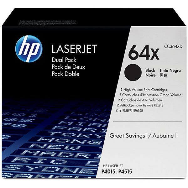 HP 64X (CC364XD) Black High Yield 2-pack Original LaserJet Toner Cartridges (2 x 24000 Yield)