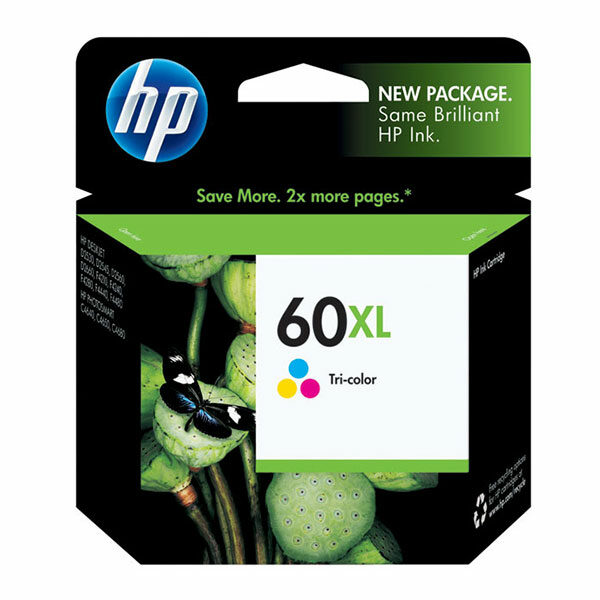 HP 60XL (CC644WN) High Yield Tri-Color Original Ink Cartridge (440 Yield)