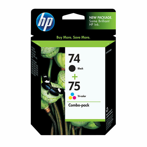 HP 74 Black/75 Tri-Color (CC659FN) 2-Pack Original Ink Cartridges (200 Black 170 Tri-Color Yield)