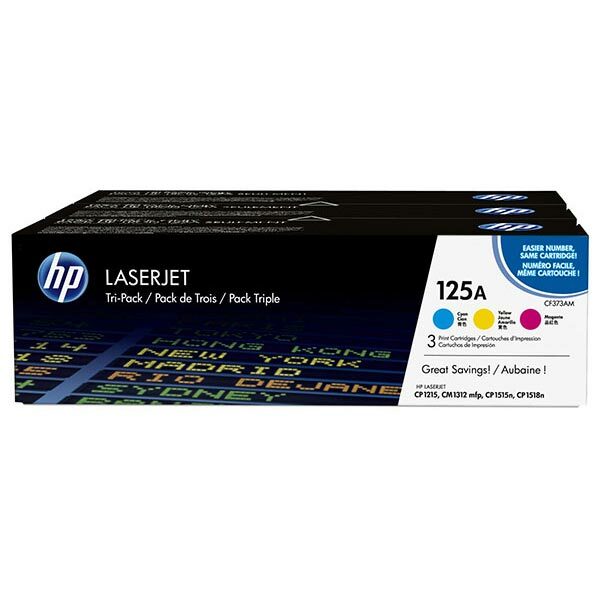 HP 125A (CE259A) Cyan/Magenta/Yellow 3-pack Original LaserJet Toner Cartridges (4200 Yield)