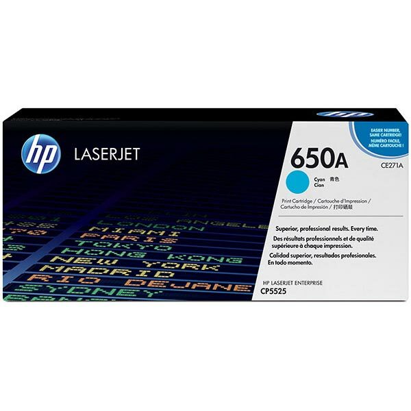 HP 650A (CE271A) Cyan Original LaserJet Toner Cartridge (15000 Yield)