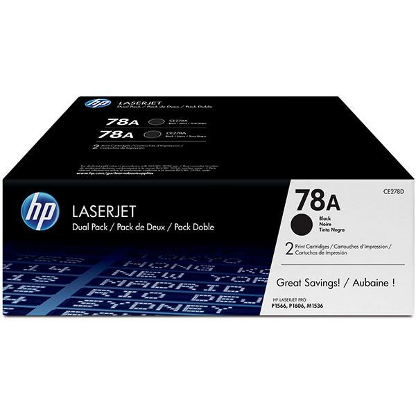 HP 78A (CE278D) Black 2-pack Original LaserJet Toner Cartridges (2 x 2100 Yield)