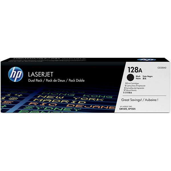 HP 128A (CE320AD) Black 2-pack Original LaserJet Toner Cartridges (4000 Yield)