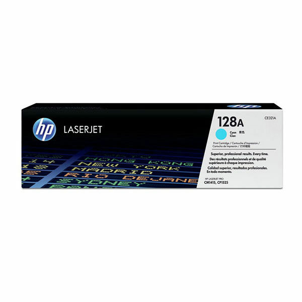 HP 128A (CE321A) Cyan Original LaserJet Toner Cartridge (1300 Yield)