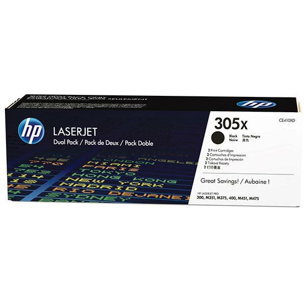 HP 305X (CE410XD) Black High Yield 2-pack Original LaserJet Toner Cartridges (8000 Yield)