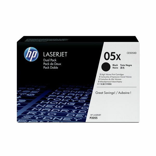 HP 05X (CE505XD) Black High Yield 2-pack Original LaserJet Toner Cartridges (2 x 6500 Yield)