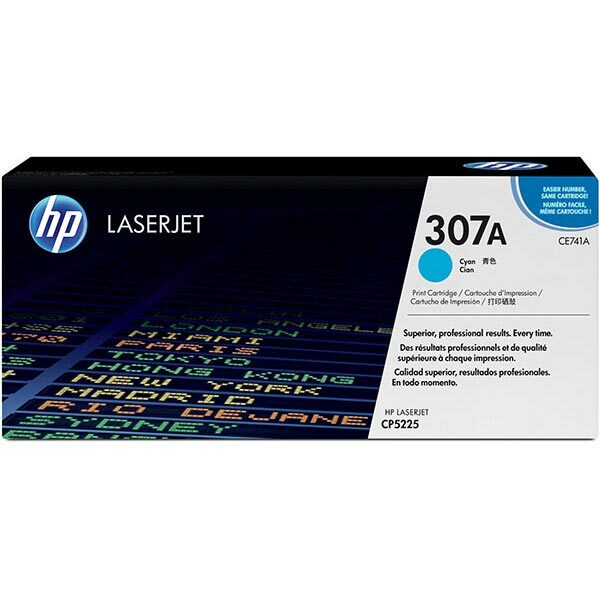 HP 307A (CE741A) Cyan Original LaserJet Toner Cartridge (7300 Yield)