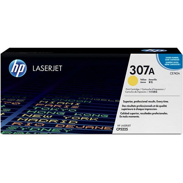 HP 307A (CE742A) Yellow Original LaserJet Toner Cartridge (7300 Yield)