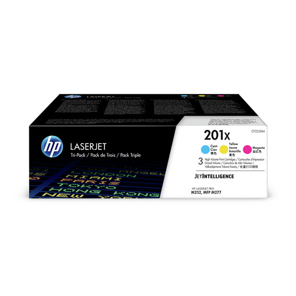 HP 201X (CF253XM) 3-Pack High Yield Cyan Magenta Yellow Original LaserJet Toner Cartridges (3 x 2300 Yield)