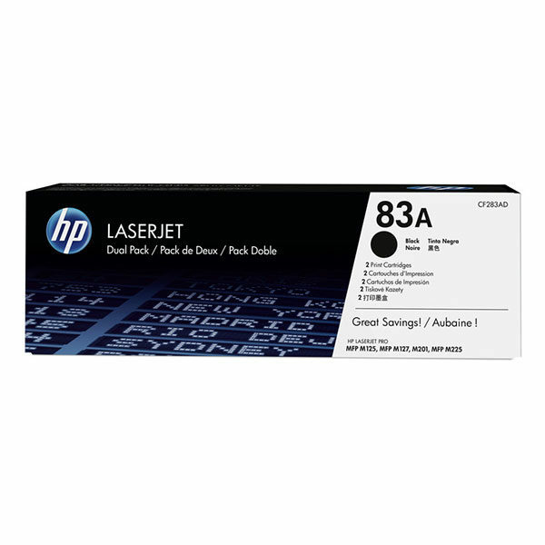 HP 83A (CF283AD) Black 2-pack Original LaserJet Toner Cartridges (2 x 1500 Yield)