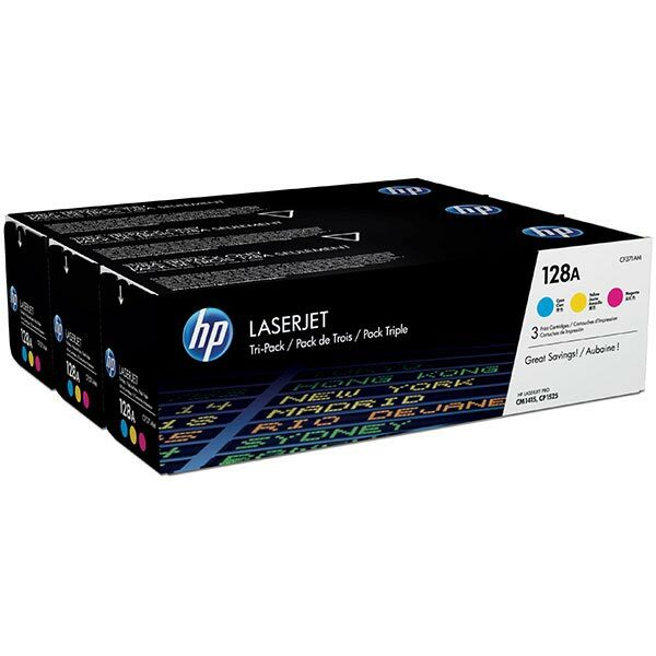 HP 128A (CF371AM) Cyan/Magenta/Yellow 3-pack Original LaserJet Toner Cartridges (3 x 1300 Yield)