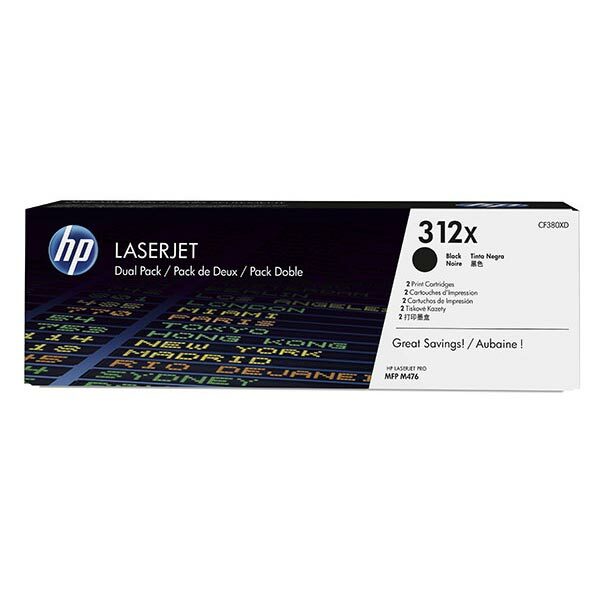 HP 312X (CF380XD) Black High Yield 2-pack Original LaserJet Toner Cartridges (8800 Yield)