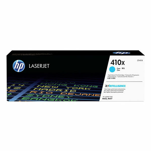 HP 410X (CF411X) High Yield Cyan Original LaserJet Toner Cartridge (5000 Yield)