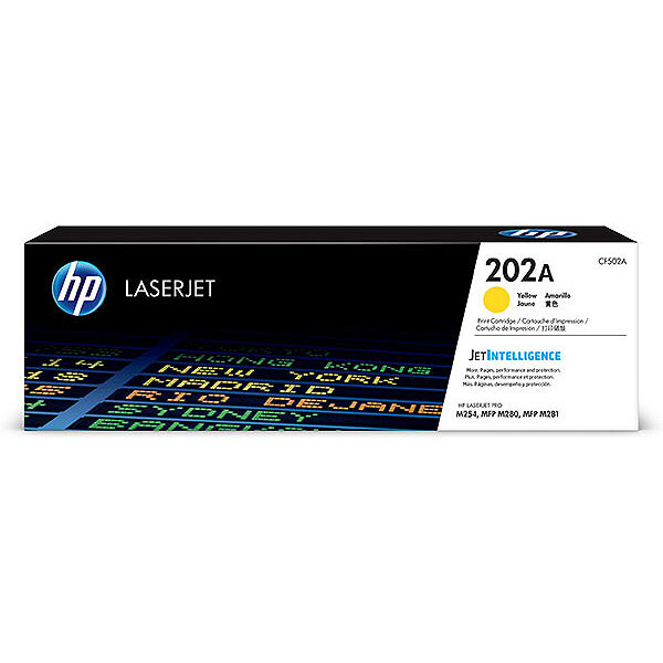 HP 202A (CF502A) Yellow Original LaserJet Toner Cartridge (1300 Yield)