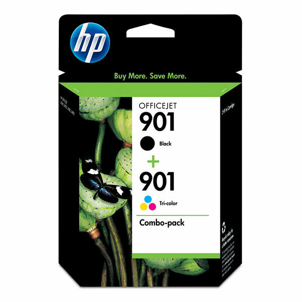 HP 901 (CN069FN) 2-Pack Black/Tri-Color Original Ink Cartridges (200 Black 360 Tri-Color Yield)