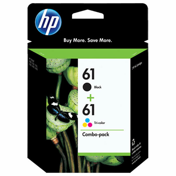 HP 61 (CR259FN) 2-Pack Black/Tri-Color Original Ink Cartridges (190 Black 165 Tri-Color Yield)