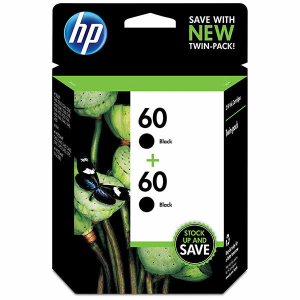 HP 60 (CZ071FN) 2-Pack Black Original Ink Cartridges (400 Yield)