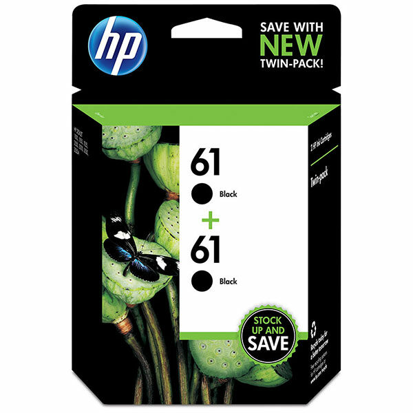 HP 61 (CZ073FN) 2-Pack Black Original Ink Cartridges (380 Yield)