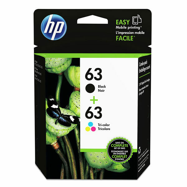 HP 63 (L0R46AN) Black/Tri-Color 2-Pack Original Ink Cartridges (190 Black 165 Color Yield)