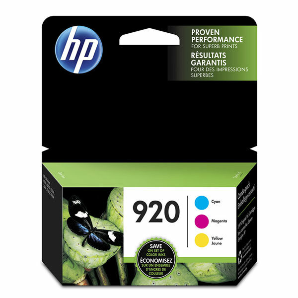 HP 920 (N9H55FN) Cyan/Magenta/Yellow Original Ink Cartridges 3-Pack (3 x 300 Yield)