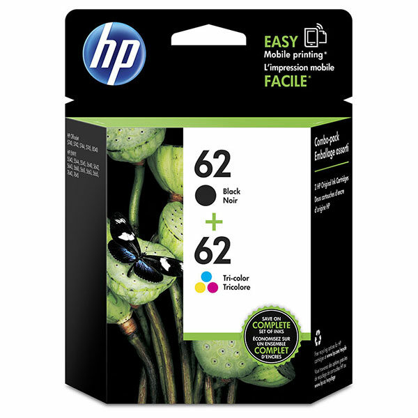 HP 62 (N9H64FN) 2-Pack Black/Tri-Color Original Ink Cartridges (200 Black 165 Color Yield)