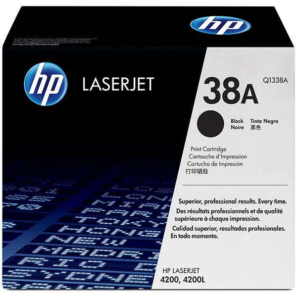 HP 38A (Q1338A) Black Original LaserJet Toner Cartridge (12000 Yield)