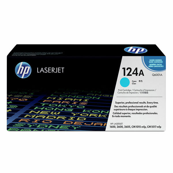 HP 124A (Q6001A) Cyan Original LaserJet Toner Cartridge (2000 Yield)