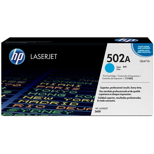 HP 502A (Q6471A) Cyan Original LaserJet Toner Cartridge (4000 Yield)