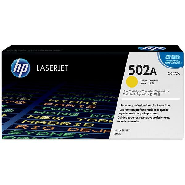 HP 502A (Q6472A) Yellow Original LaserJet Toner Cartridge (4000 Yield)