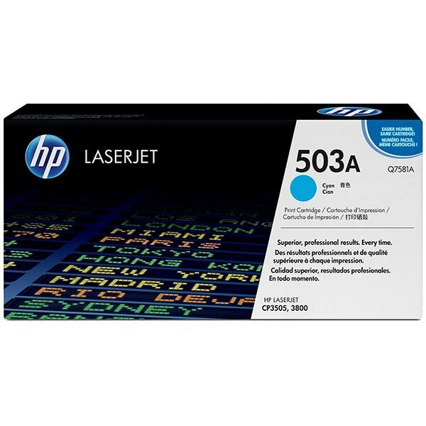 HP 503A (Q7581A) Cyan Original LaserJet Toner Cartridge (6000 Yield)