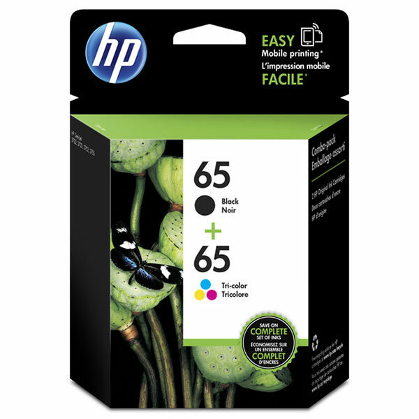 HP 65 (T0A36AN) 2-Pack Black/Tri-color Original Ink Cartridges (120 Yield Black 100 Yield Tri-color)