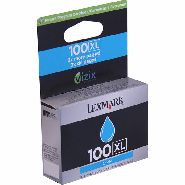 Lexmark (#100C XL) High Yield Cyan Return Program Ink Cartridge (600 Yield)