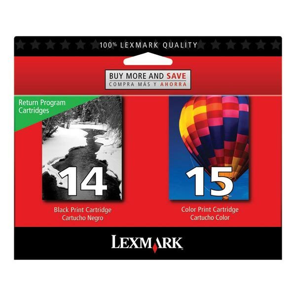 Lexmark (#14/#15) Black/Color Return Program Ink Cartridge Combo Pack (Includes 1 Each of OEM# 18C2090 18C2110) (175 150 Yield)