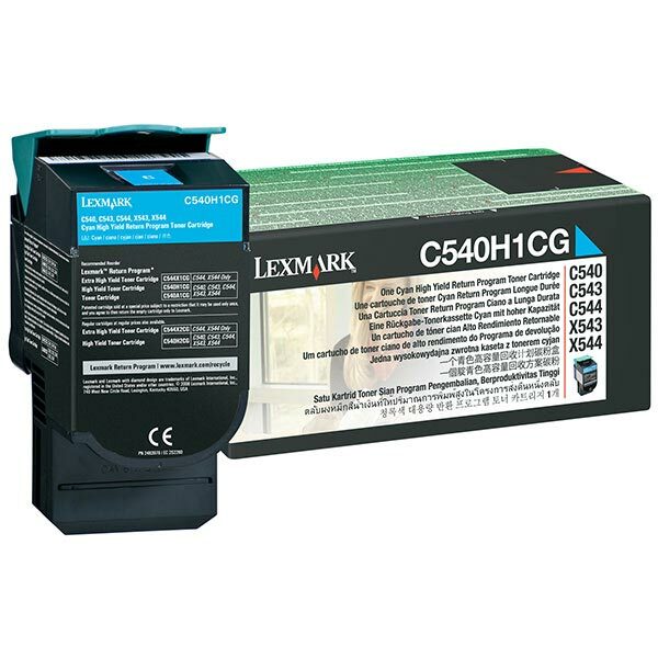 Lexmark High Yield Cyan Return Program Toner Cartridge for US Government (2000 Yield) (TAA Compliant Version of C540H1CG)