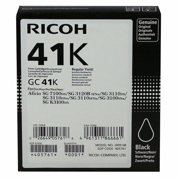 Ricoh Black Ink Cartridge (2500 Yield) (Type GC41K)