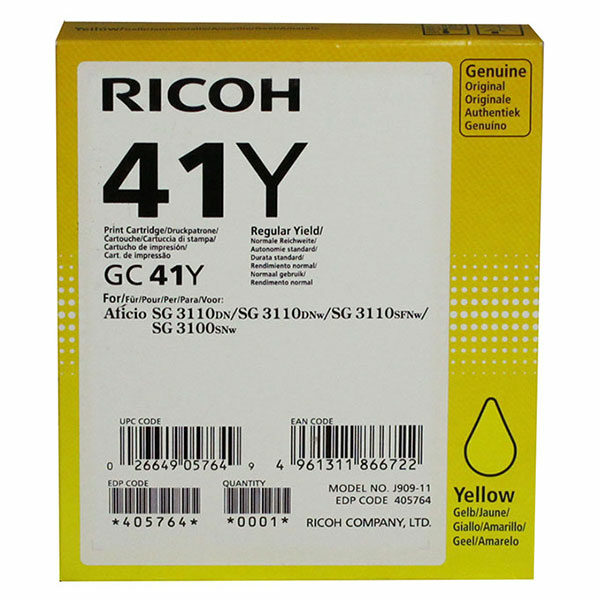 Ricoh Yellow Ink Cartridge (2200 Yield) (Type GC41Y)